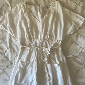 White Linen Dress from Madewell - midi length with pockets